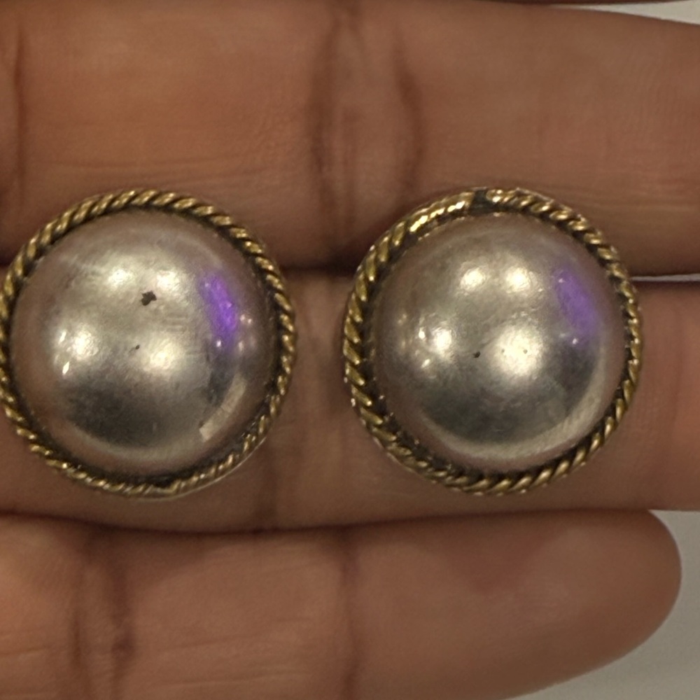 Elegant 925 Mexico Silver and Brass Earrings